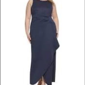 Eliza J Side Ruffle Navy Gown